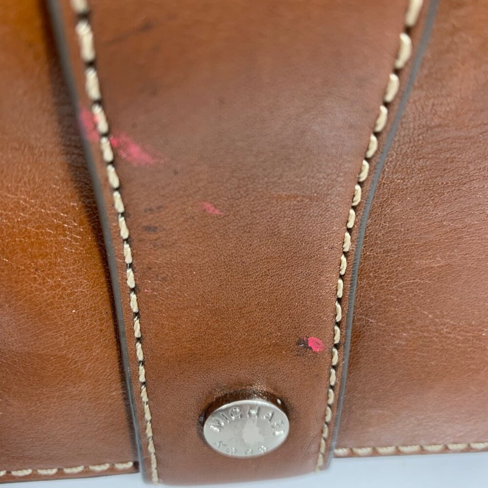 MICHAEL KORS Brookville MK Print Jacquard Leather Bowling Satchel Buckle Strap - Picture 7 of 13